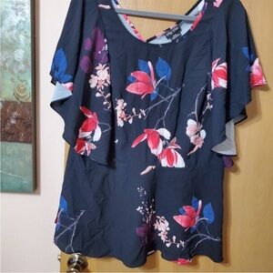 City Chic black floral blouse size 18